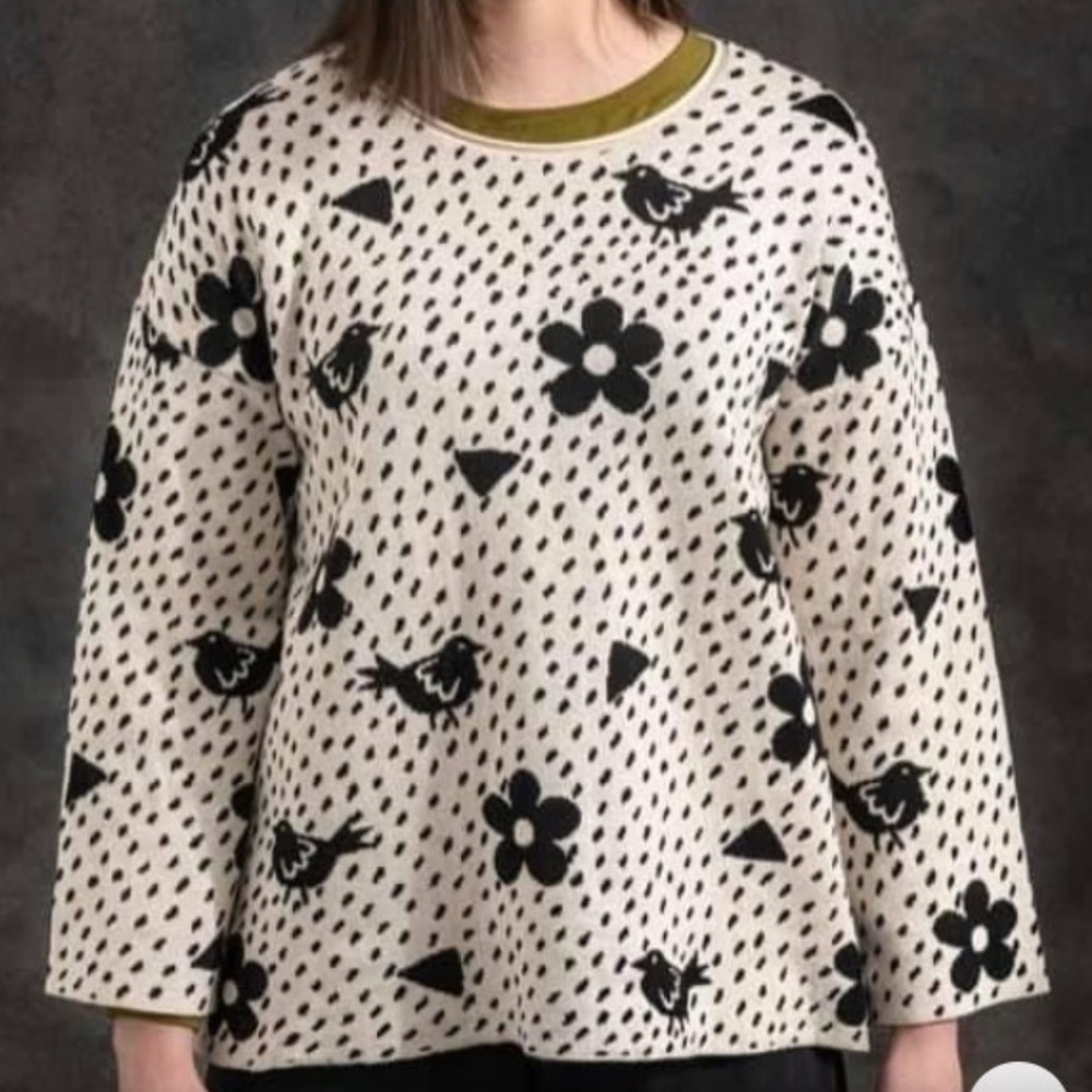 Gudrun Sjoden Flower Bird Knit Cotton Sweater